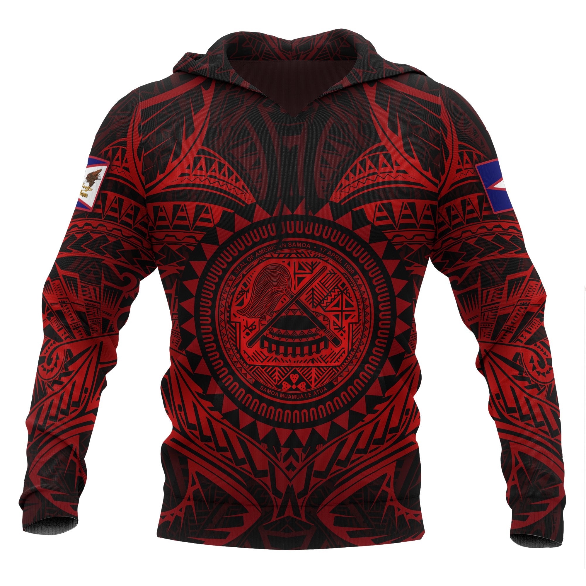 American Samoa Polynesian Hoodie Red Seal Unisex Red - Polynesian Pride