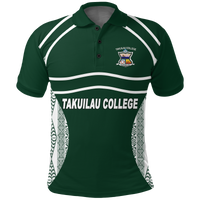 Takuilau College Tongan Patterns Polo Shirt LT12 Unisex Green - Polynesian Pride