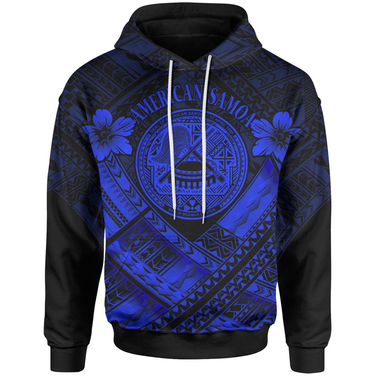 American Samoa Hoodie AS Blue Seal Polynesian Patterns Unisex Blue - Polynesian Pride