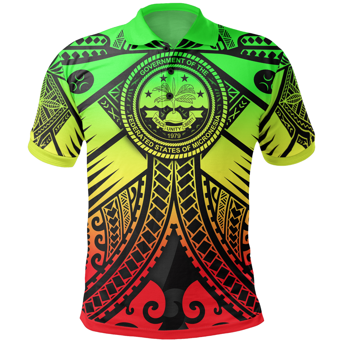 FSM Polo Shirt Reggae Seal with Polynesian Tattoo Unisex Reggae - Polynesian Pride