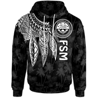 Federated States of Micronesia Hoodie Polynesian Wings (White) Unisex White - Polynesian Pride