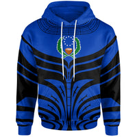 Pohnpei All Over Hoodie Micronesian Tattoo Design Unisex Blue - Polynesian Pride