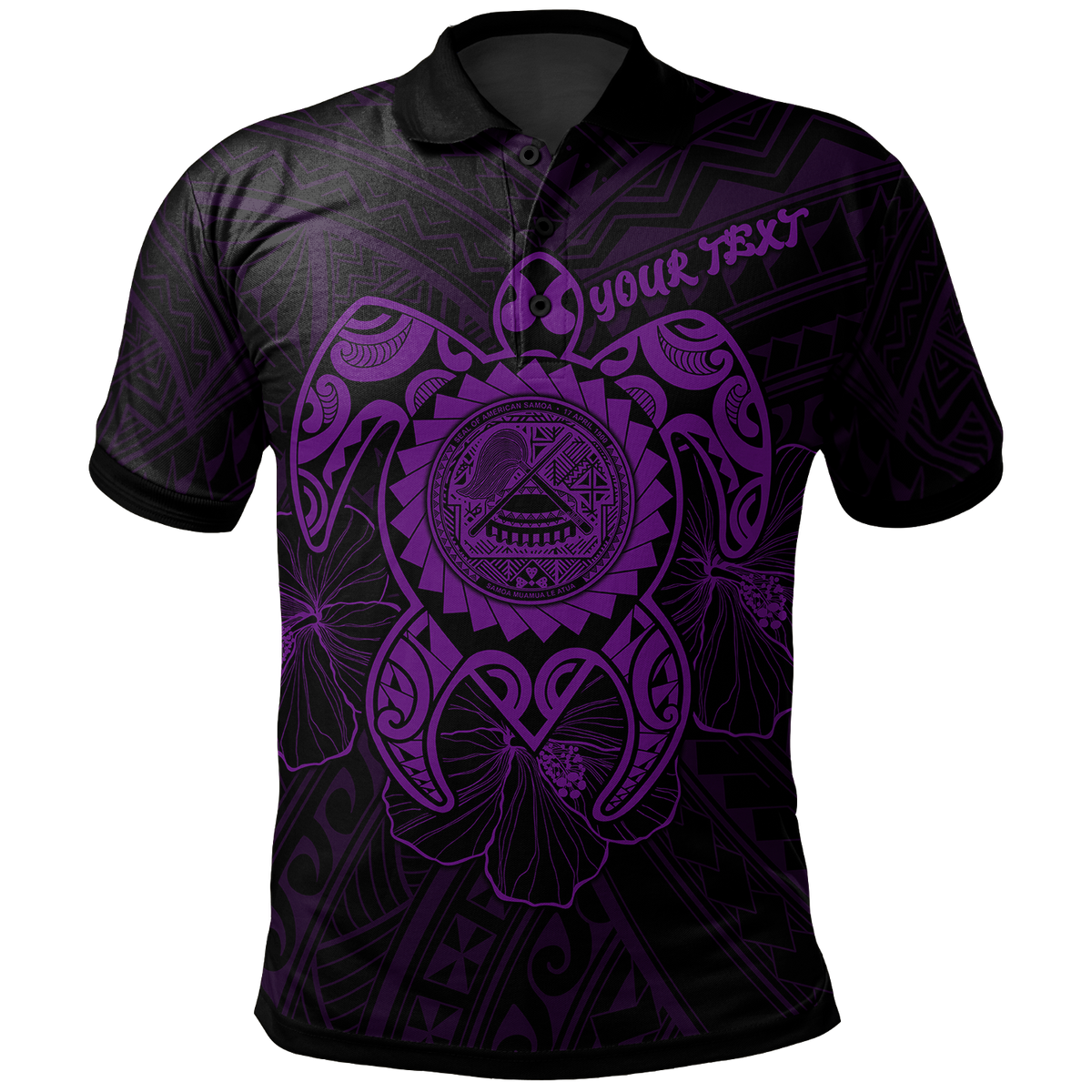 American Samoa Polynesian Custom Polo Shirt Vintage Polynesian Turtle (Purple) Unisex Purple - Polynesian Pride