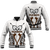 Fiji Bati Tapa Pattern Baseball Jacket - LT12 Unisex White - Polynesian Pride