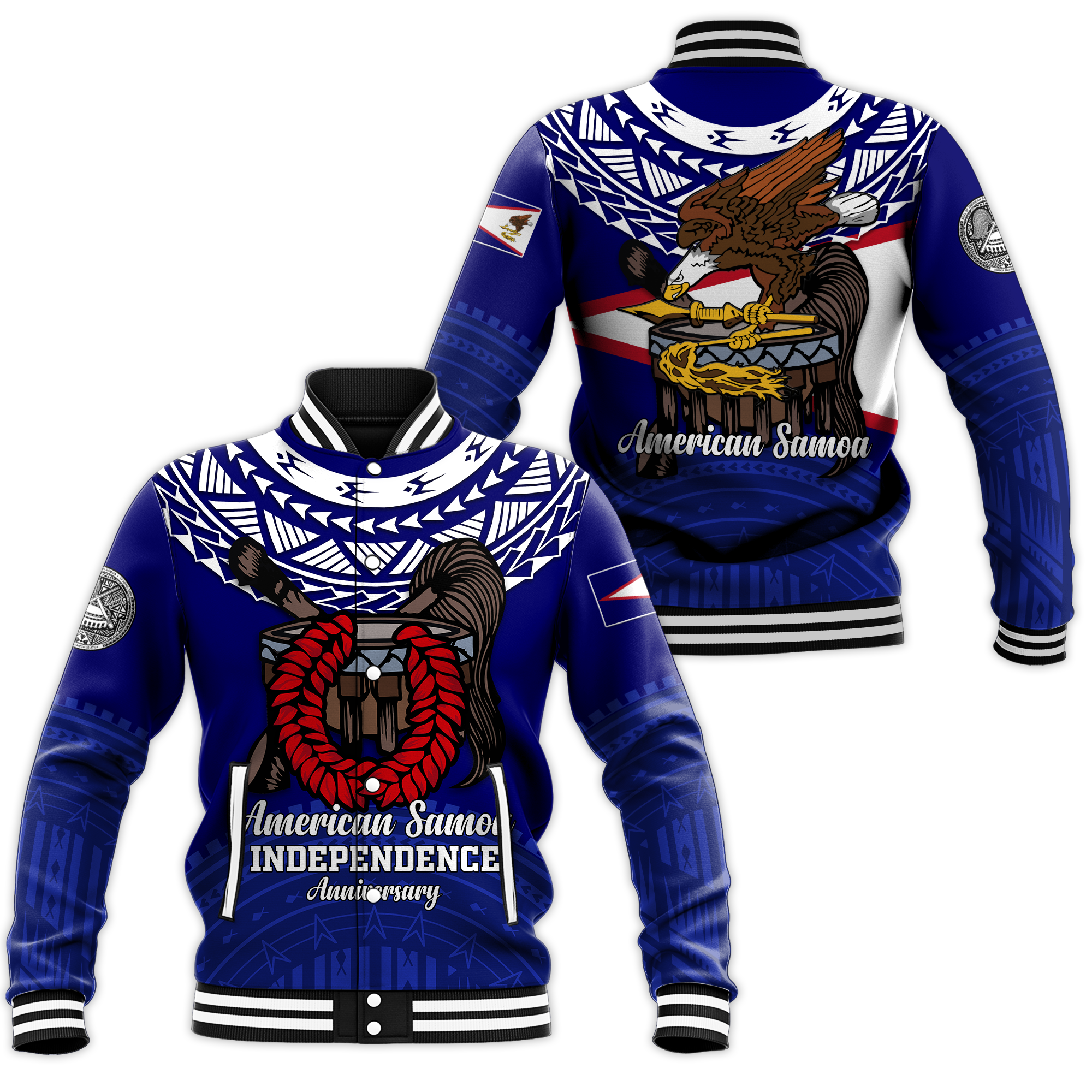 American Samoa Independence Anniversary Pride Baseball Jacket - LT12 Unisex Blue - Polynesian Pride