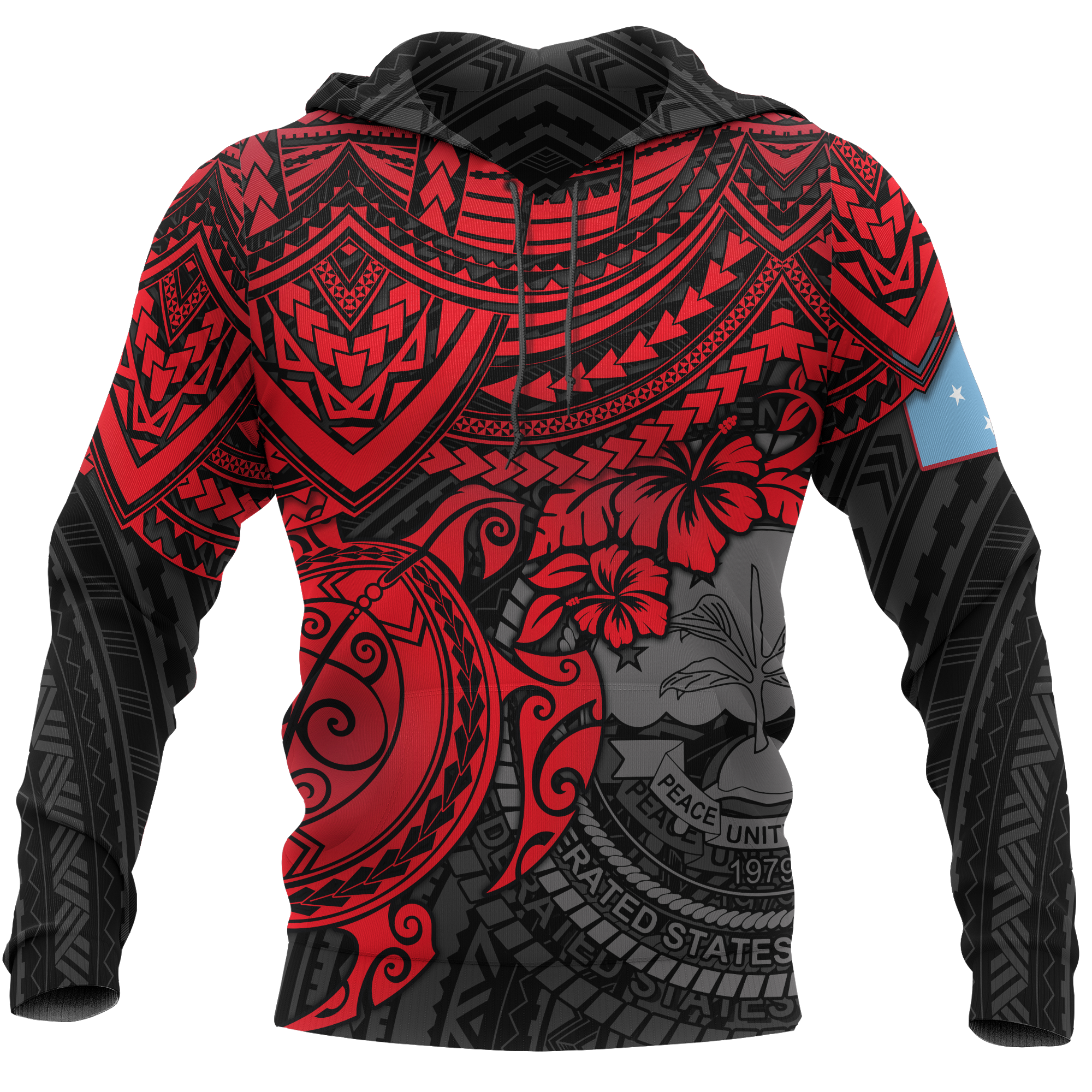 Federated States of Micronesia Hoodie Red Turtle Unisex RED - Polynesian Pride