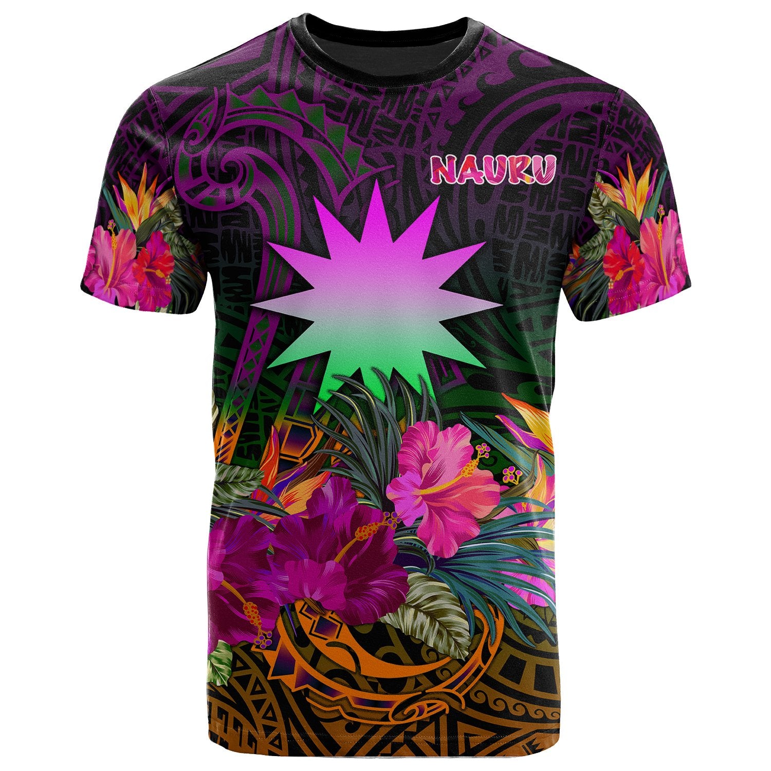 Nauru T Shirt Summer Hibiscus Unisex Reggae - Polynesian Pride