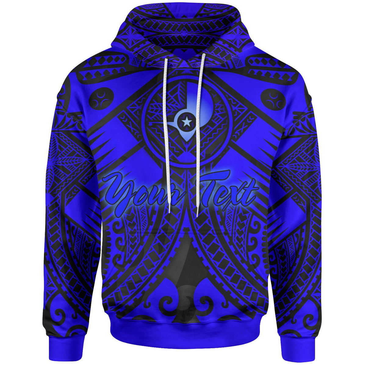 Yap Custom Hoodie Blue Seal with Polynesian Tattoo Unisex Blue - Polynesian Pride