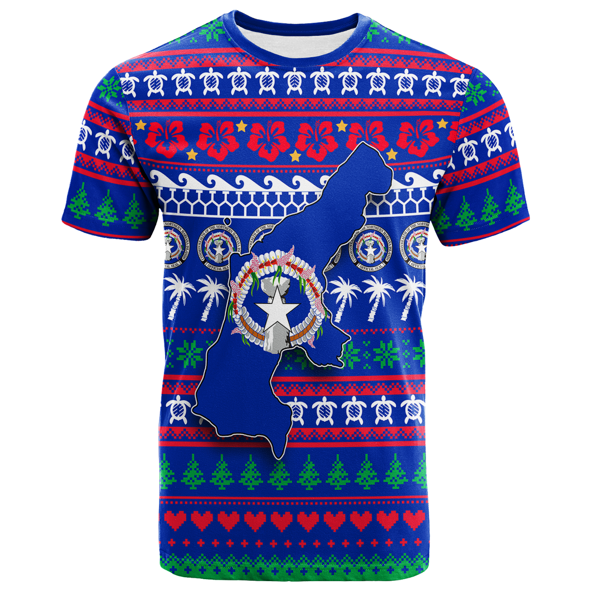 Northern Mariana Islands Christmas T Shirt Ugly Christmas LT12 Unisex Blue - Polynesian Pride