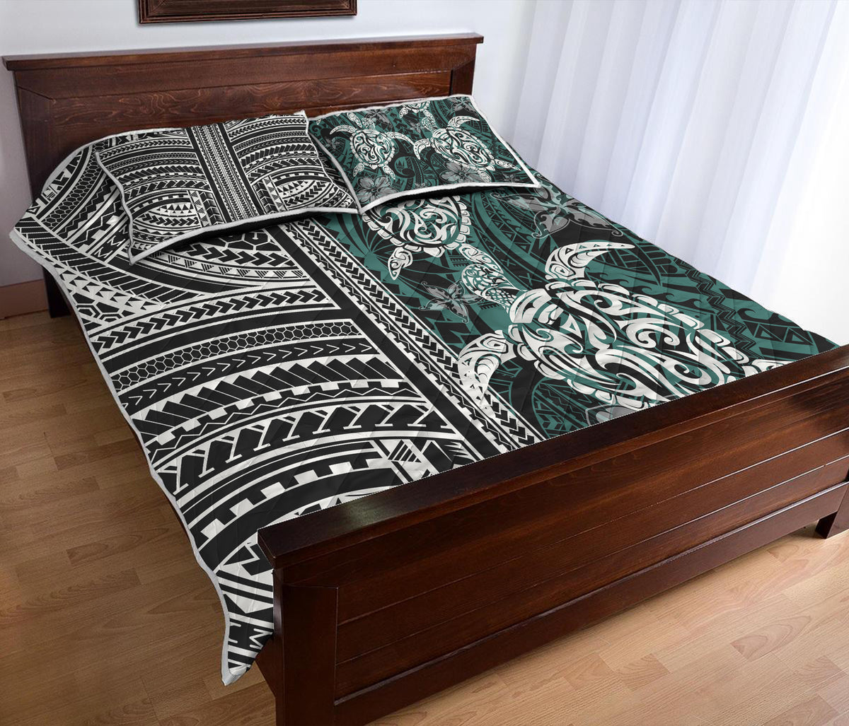 Polynesian Quilt Bed Set - Turtle With Ethnic Motives And Floral Elements - LT20 Red - Polynesian Pride