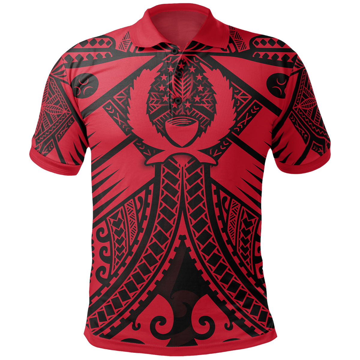 Pohnpei Polo Shirt Red Seal with Polynesian Tattoo Unisex Red - Polynesian Pride