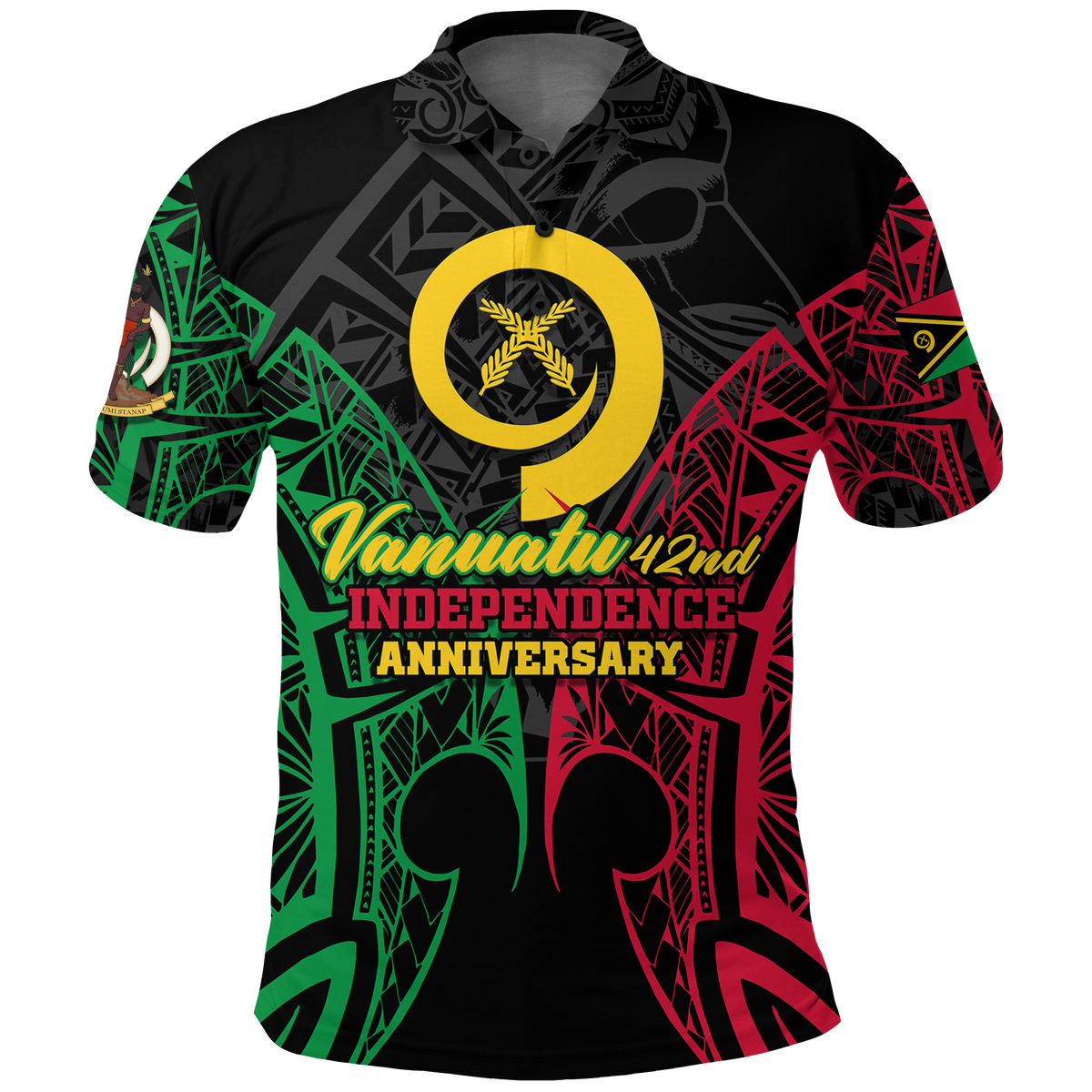 Custom Vanuatu 42nd Independence Anniversary Pride Polo Shirt LT12 Unisex Black - Polynesian Pride