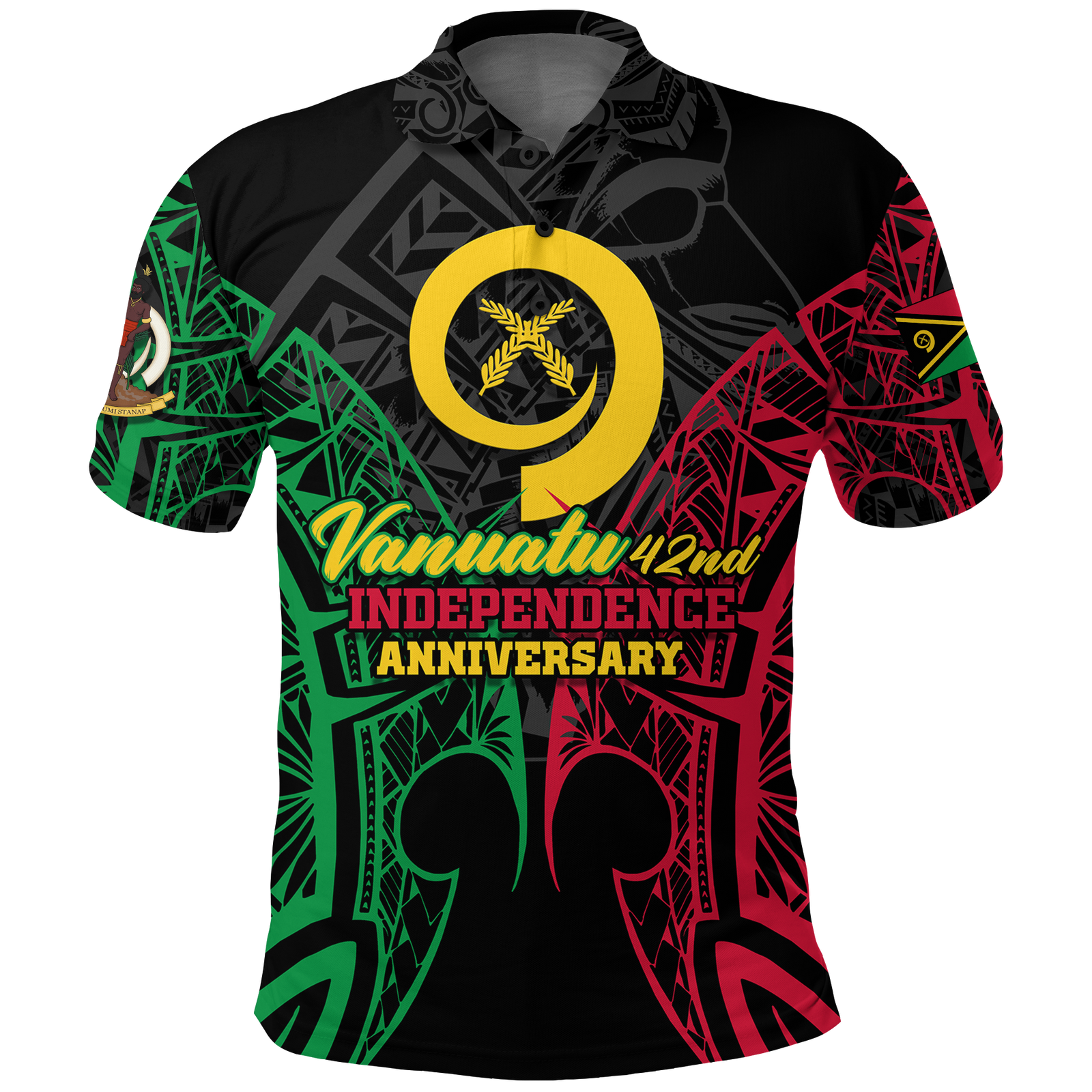 Custom Vanuatu 42nd Independence Anniversary Pride Polo Shirt LT12 Unisex Black - Polynesian Pride