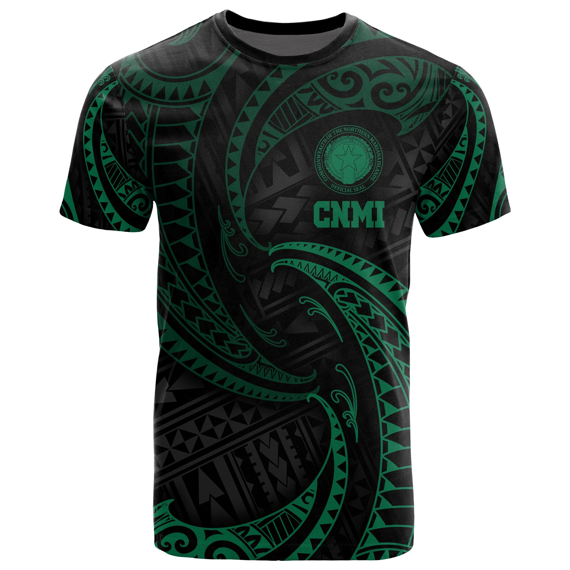 Northern Mariana Islands Polynesian T Shirt Green Tribal Wave Unisex Green - Polynesian Pride