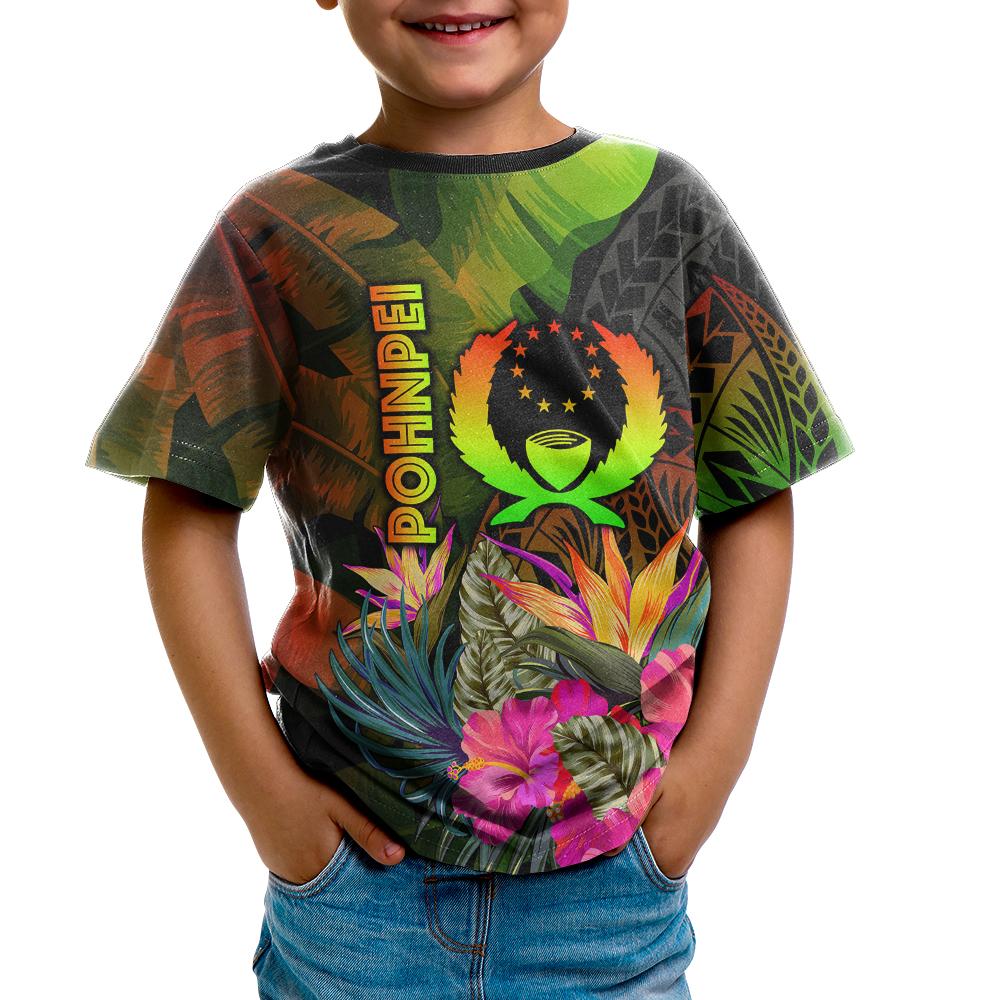 Pohnpei Polynesian T Shirt Hibiscus and Banana Leaves - Polynesian Pride