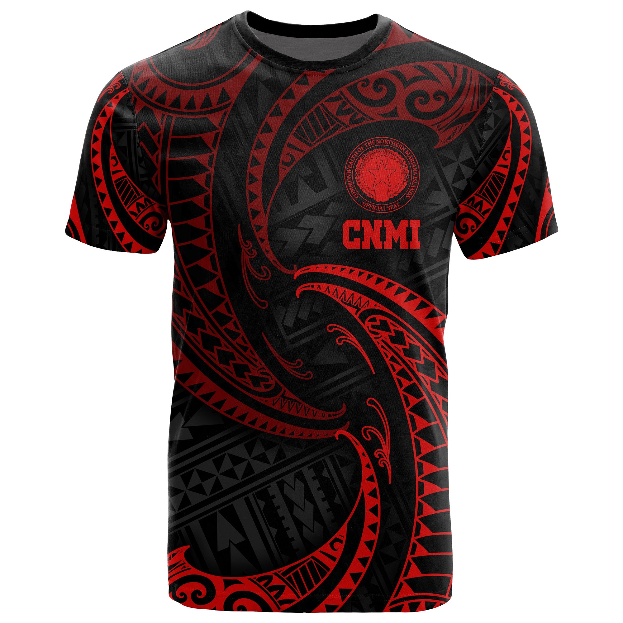 Northern Mariana Islands Polynesian T Shirt Red Tribal Wave Unisex Red - Polynesian Pride