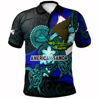 American Samoa Polo Shirt Amerika Samoa Independence Day With Bald Eagle and Polynesian Patterns LT10 Black - Polynesian Pride