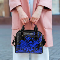 Hawaii Turtle With Hibiscus Tribal Blue Shoulder Handbag - LT12 - Polynesian Pride