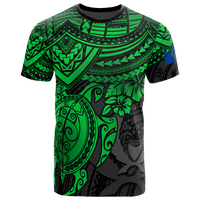 Pohnpei T Shirt Pohnpei Flag Green Turtle Hibiscus Unisex GREEN - Polynesian Pride
