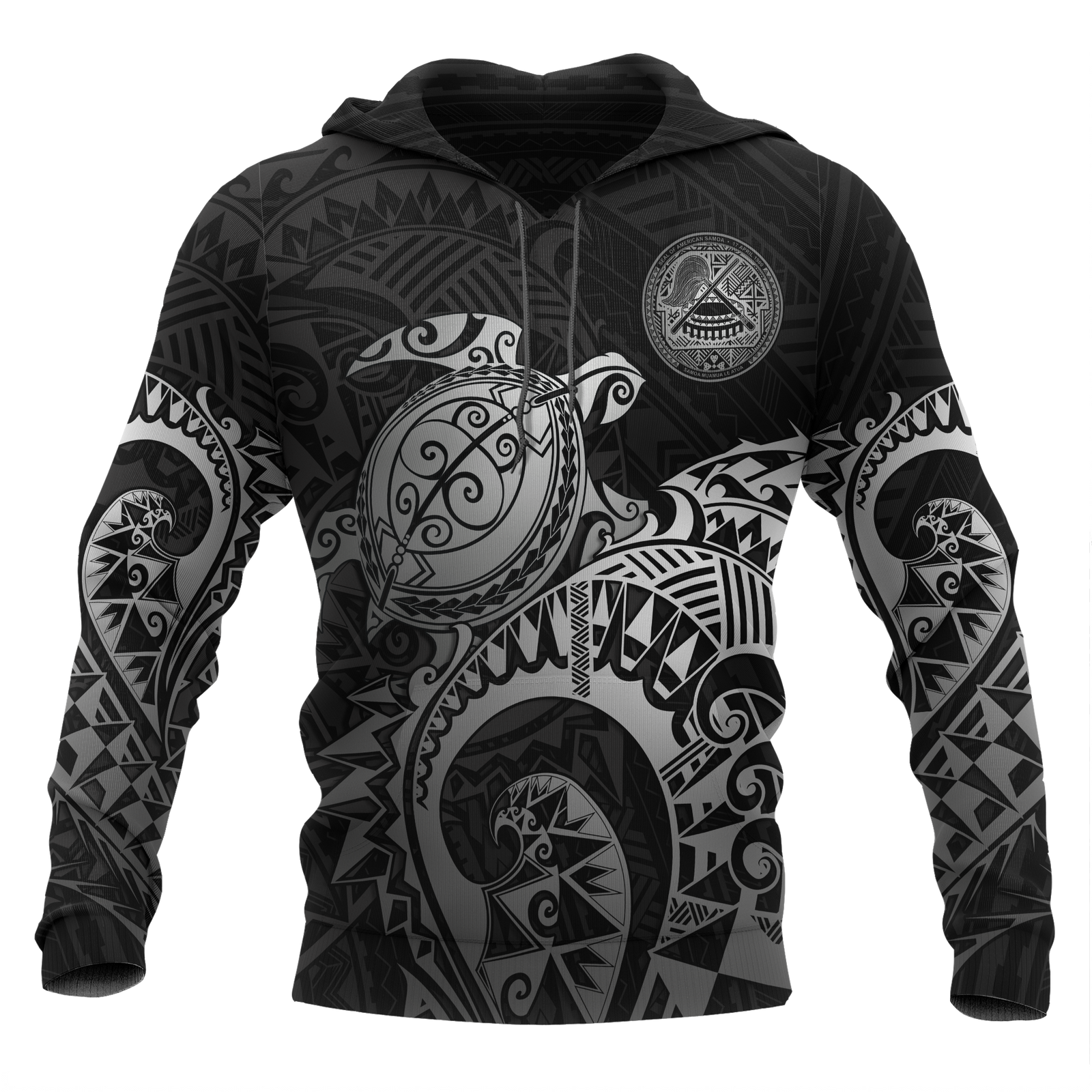 American Samoa Hoodie Polynesian Turtle (Silver) Unisex Silver - Polynesian Pride