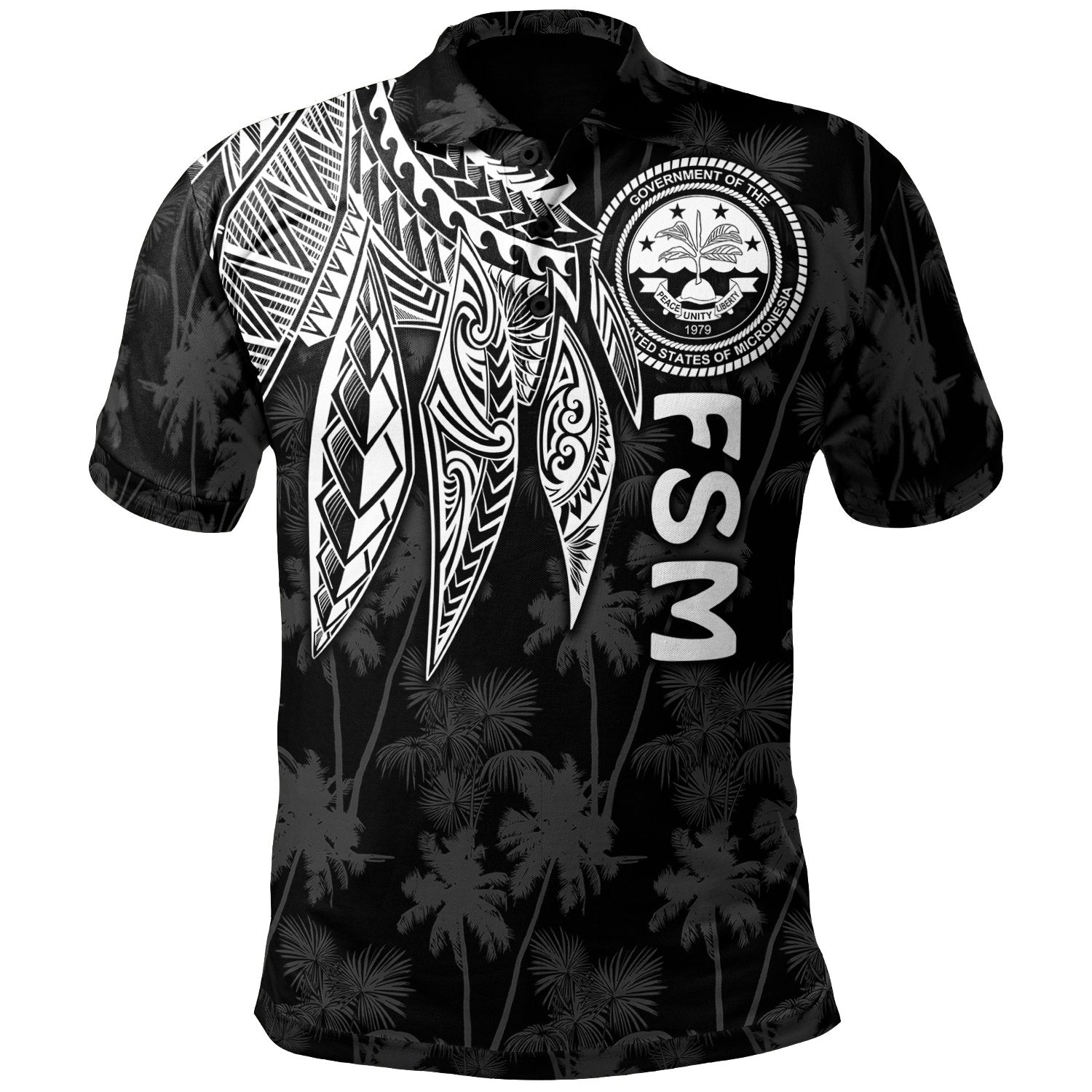 Federated States of Micronesia Polo Shirt Polynesian Wings (White) Unisex White - Polynesian Pride