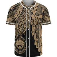 Federated States Of Micronesia Polynesian Baseball Shirt - Tribal Wave Tattoo Gold Unisex Gold - Polynesian Pride