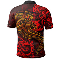 Samoa Polo Shirt Red Shark Polynesian Tattoo - Polynesian Pride