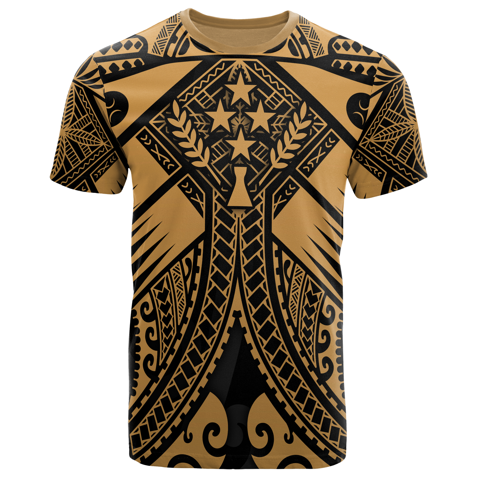 Kosrae T Shirts Gold Seal with Polynesian Tattoo Unisex Art - Polynesian Pride