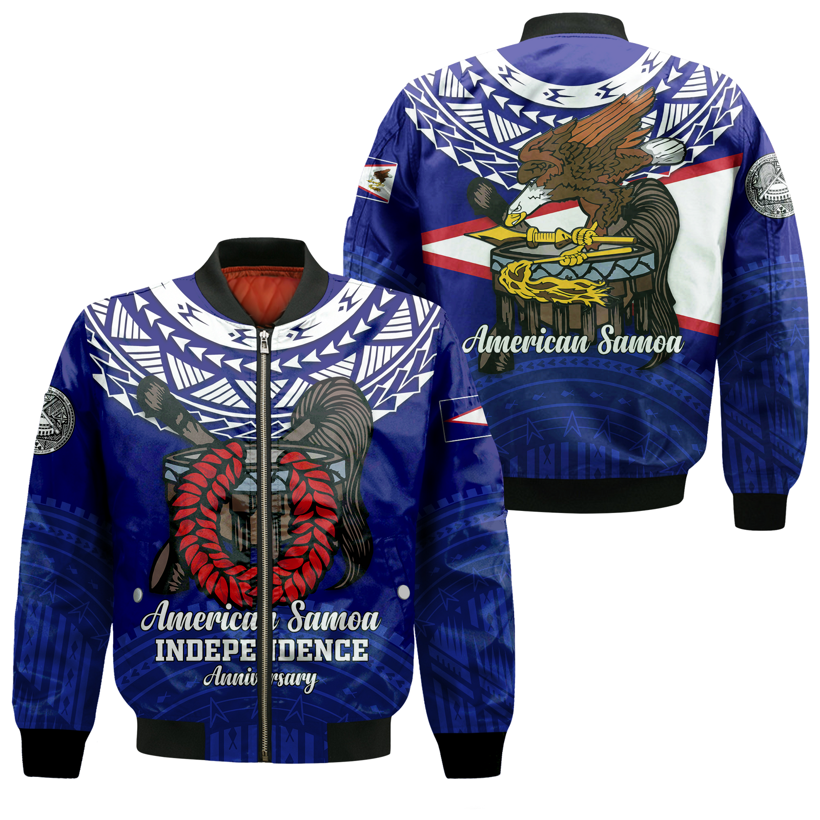 American Samoa Independence Anniversary Pride Bomber Jacket - LT12 Bomber Jacket Blue - Polynesian Pride