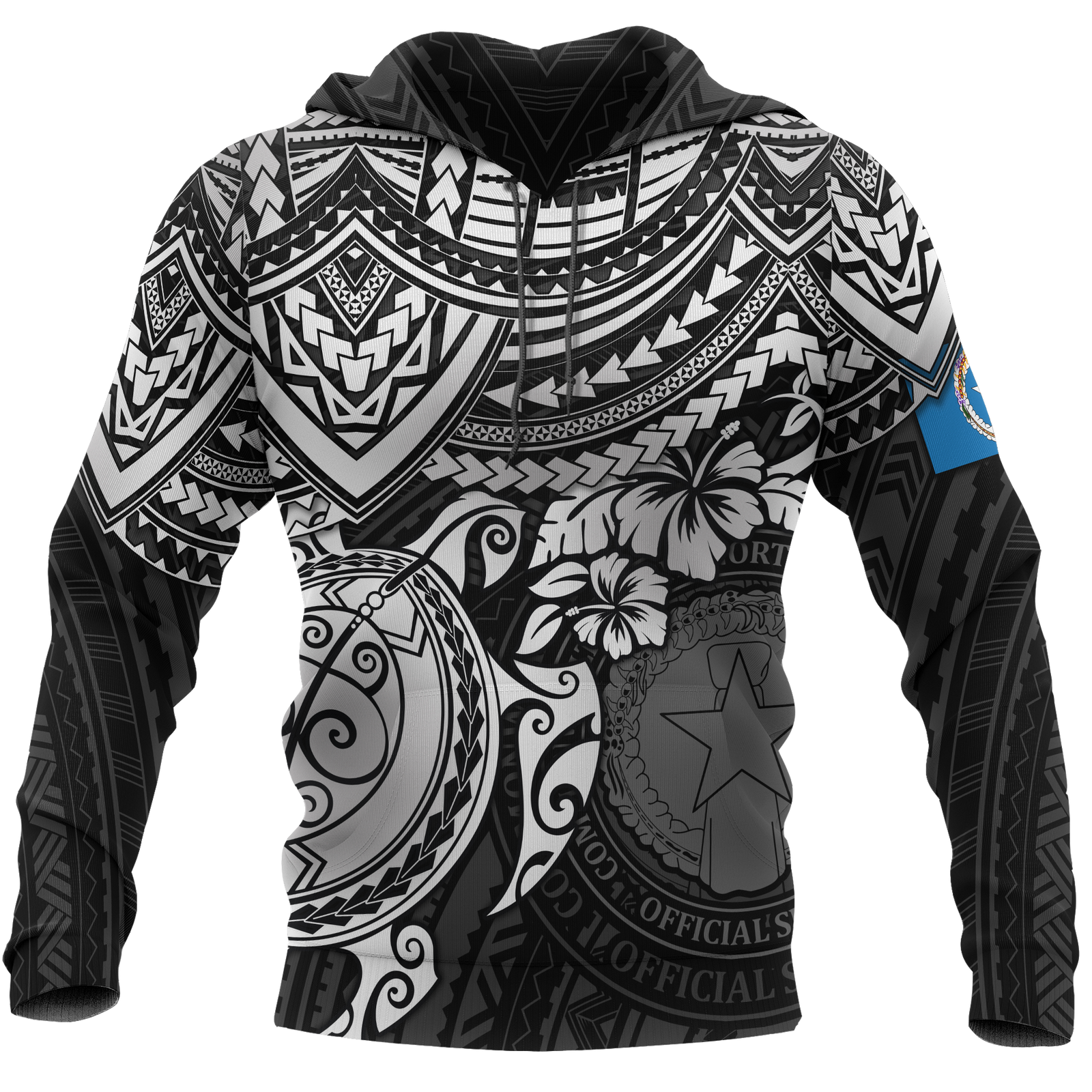 Northern Mariana Islands Polynesian Hoodie White Turtle Unisex WHITE - Polynesian Pride