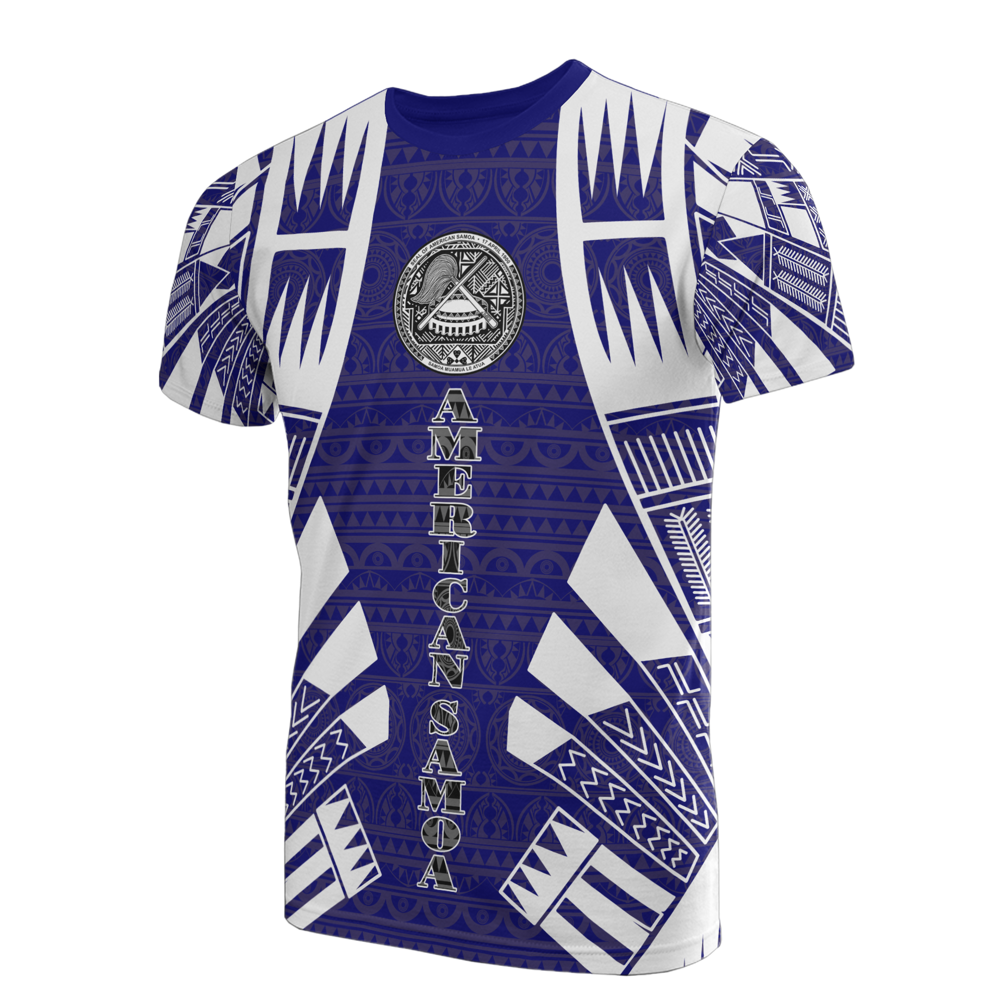 American Samoa T Shirt American Samoan Seal Polynesian Tattoo Dark Blue Style Unisex Blue - Polynesian Pride