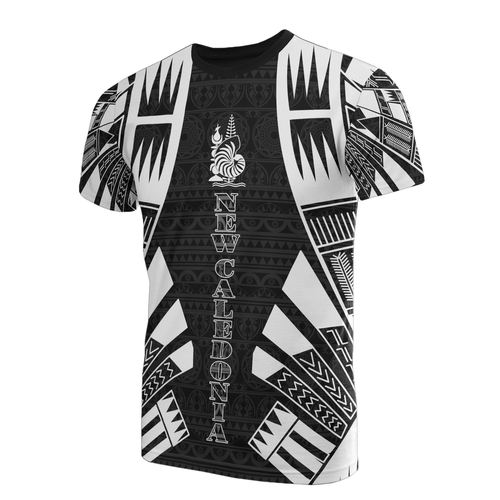 New Caledonia T Shirt New Caledonia Coat Of Arms Polynesian Tattoo Style Unisex Black - Polynesian Pride