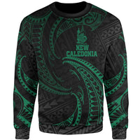 New Caledonia Polynesian Sweater - Green Tribal Wave Unisex Green - Polynesian Pride