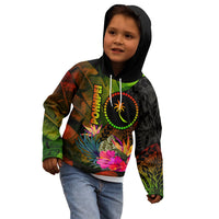 Chuuk Polynesian Hoodie Hibiscus and Banana Leaves - Polynesian Pride