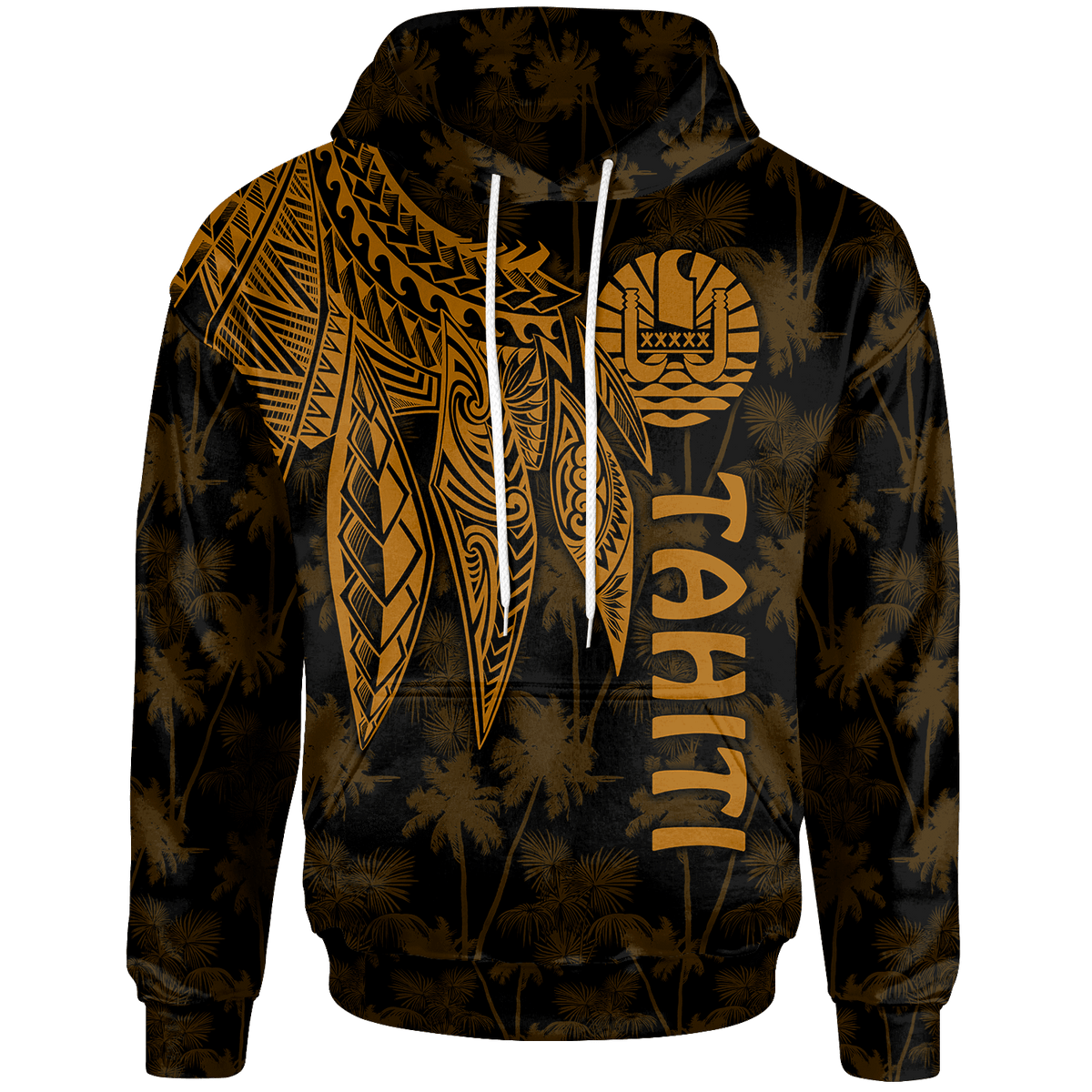 Tahiti Hoodie Polynesian Wings (Golden) Unisex Golden - Polynesian Pride