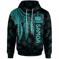 Samoa Hoodie Polynesian Wings (Turquoise) Unisex Turquoise - Polynesian Pride