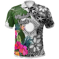 Marshall Islands Polo Shirt White Turtle Plumeria Banana Leaf Unisex White - Polynesian Pride