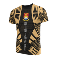 Kiribati T Shirt Kiribati Coat Of Arms Polynesian Tattoo Gold Style Unisex Black-Gold - Polynesian Pride