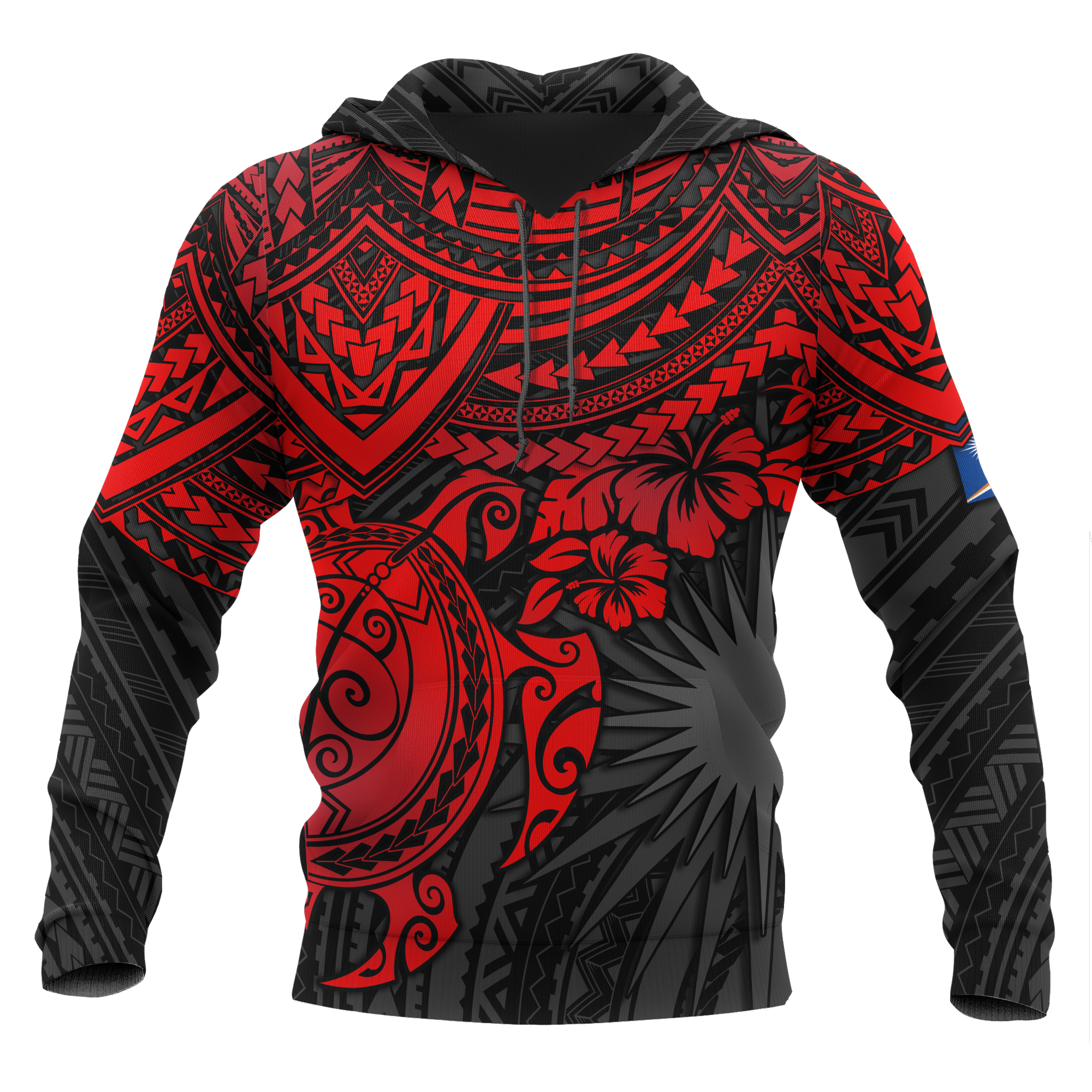 Marshall Islands Polynesian Hoodie Red Turtle Unisex Red - Polynesian Pride