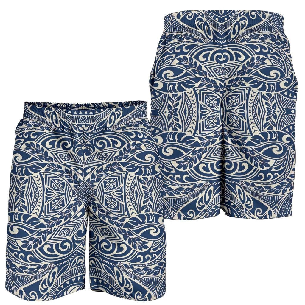 Polynesian Culture Blue White Men's Short White - Polynesian Pride