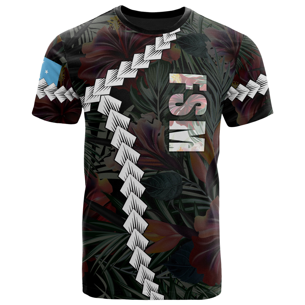 Federated States of Micronesia T Shirt Chain Polynesian Unisex BLACK - Polynesian Pride