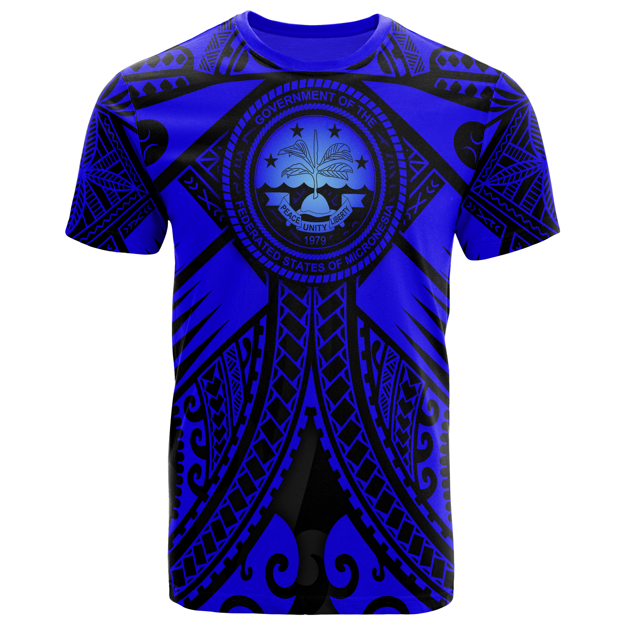 FSM T Shirt Blue Seal with Polynesian Tattoo Unisex Blue - Polynesian Pride