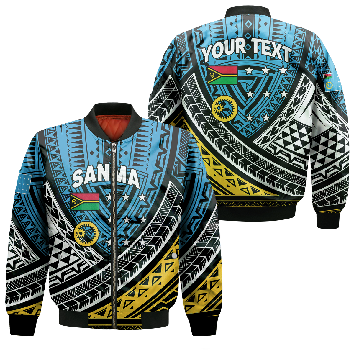 (Custom Personalised) Vanuatu Sanma Province Tribal Pattern Bomber Jacket - LT12 Bomber Jacket Blue - Polynesian Pride
