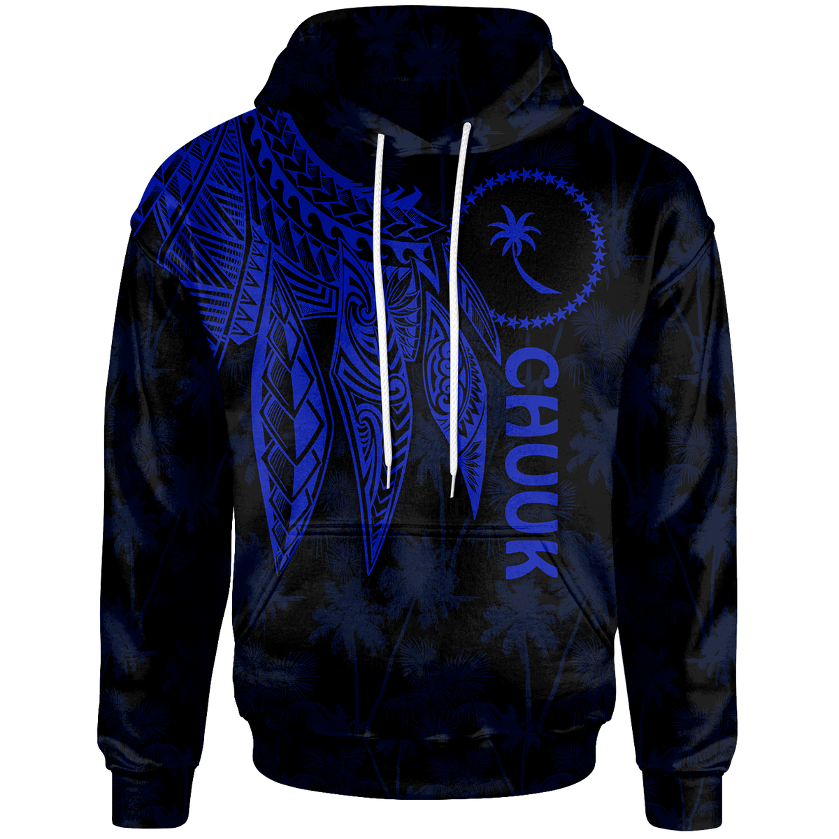 Chuuk Hoodie Polynesian Wings (Blue) Unisex Blue - Polynesian Pride