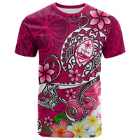 Guam T Shirt Turtle Plumeria (Pink) Unisex Pink - Polynesian Pride