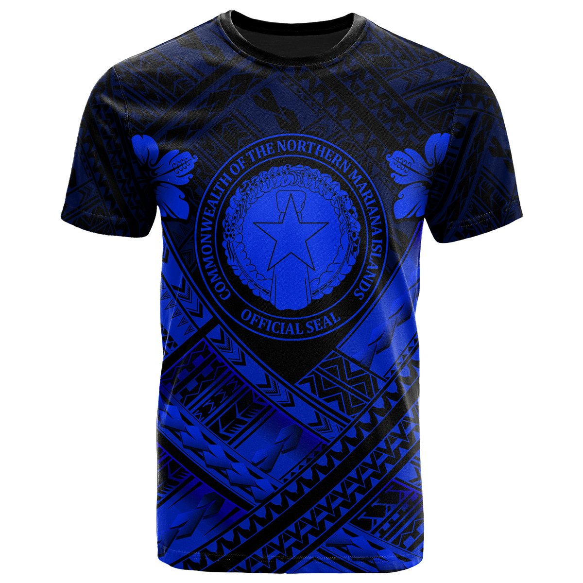 Northern Mariana IslandsT Shirts CNMI Seal Camisole Hibiscus Style (Blue) Unisex Blue - Polynesian Pride