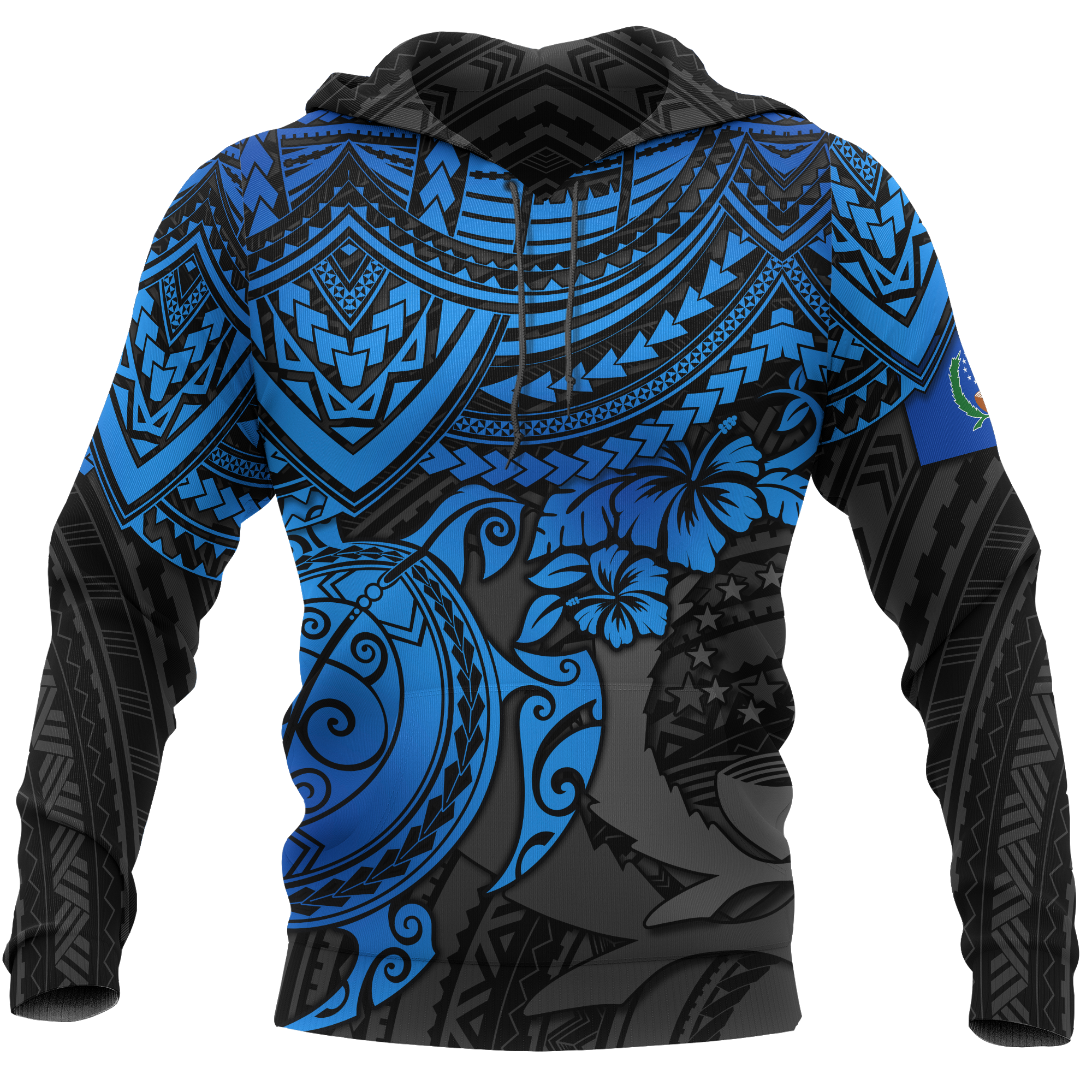 Pohnpei Hoodie Polynesian Blue Turtle Unisex BLUE - Polynesian Pride
