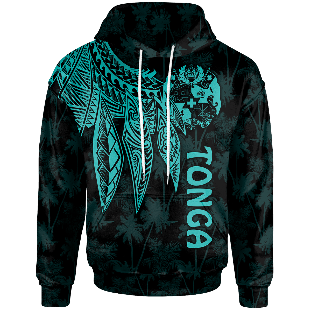 Tonga Hoodie Polynesian Wings (Turquoise) Unisex Turquoise - Polynesian Pride