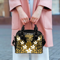 Hawaii Shoulder Handbag - Pineapple With Plumeria Flowers - LT12 One Size Yellow - Polynesian Pride