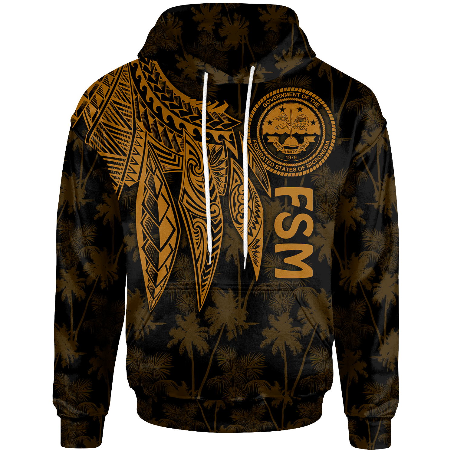Federated States of Micronesia Hoodie Polynesian Wings (Golden) Unisex Golden - Polynesian Pride